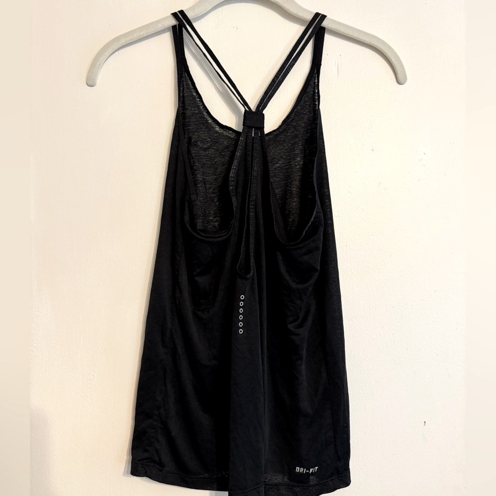 Nike Black Fit Sheer Cross Back Tank Top - Picture 2 of 2